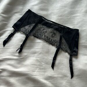 Maison Close satin and lace longline suspender - size medium